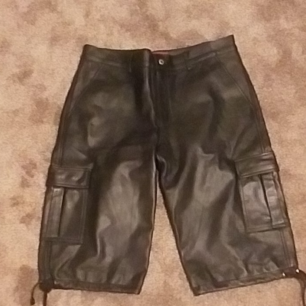 Leather Cargo Shorts